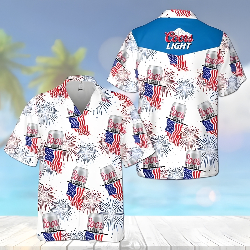 Coors Light Beer Hawaiian Shirt Fireworks Independence Day Gift For Her Coors Light Beer Hawaiian Shirt Fireworks Independence Day Gift For Her