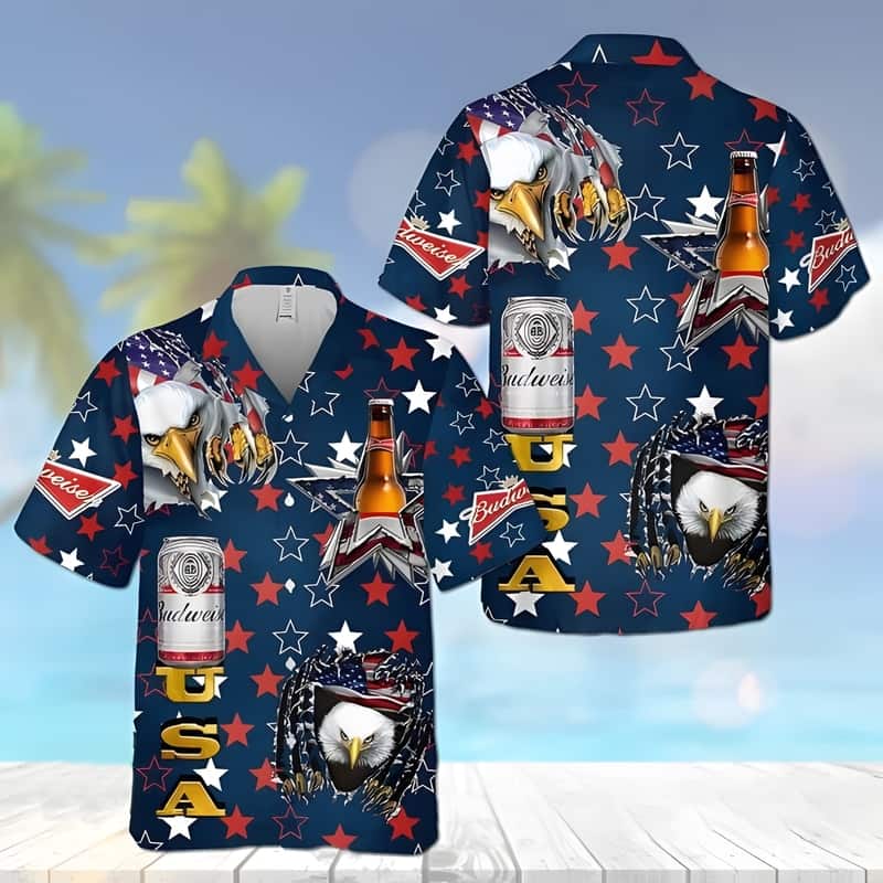 Trending Aloha Budweiser Hawaiian Shirt USA Flag Beer Lovers Gift Trending Aloha Budweiser Hawaiian Shirt USA Flag Beer Lovers Gift