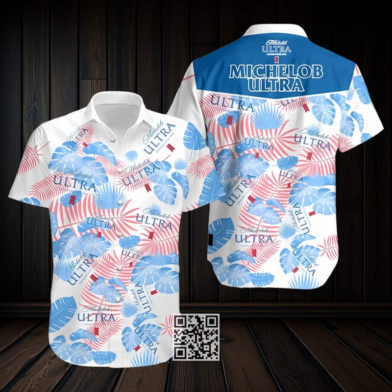 Michelob Ultra Hawaiian Shirt Tropical Palm Leaves Beach Lovers Gift Michelob Ultra Hawaiian Shirt Tropical Palm Leaves Beach Lovers Gift