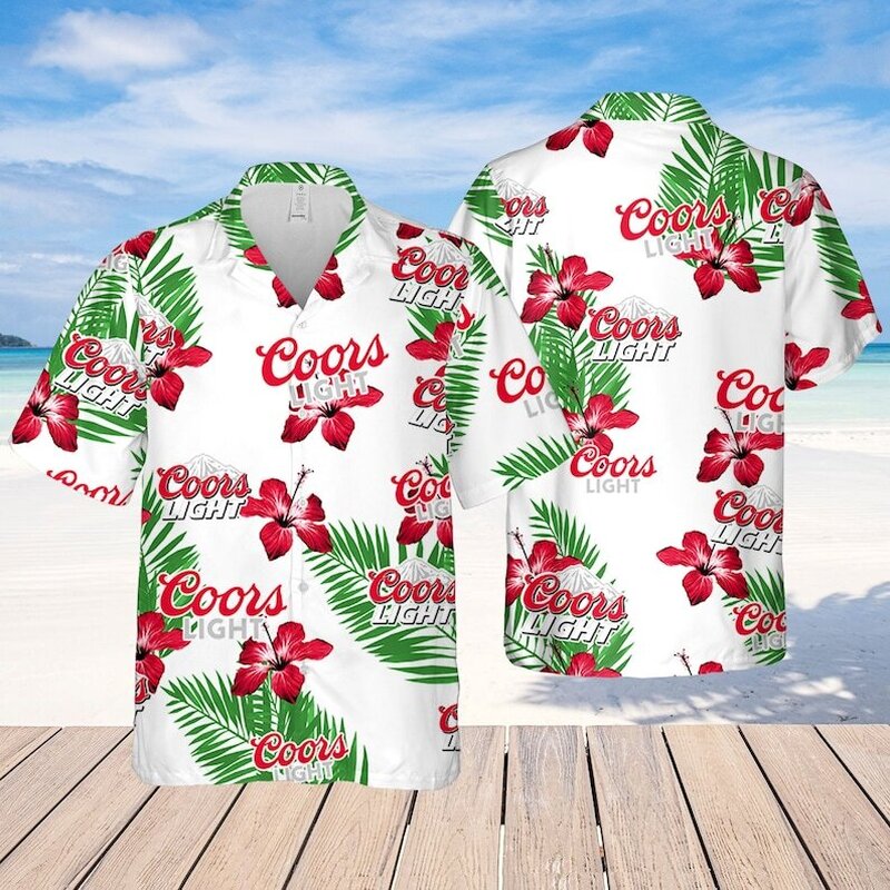 White Aloha Coors Light Hawaiian Shirt Beach Gift For Summer Holiday White Aloha Coors Light Hawaiian Shirt Beach Gift For Summer Holiday