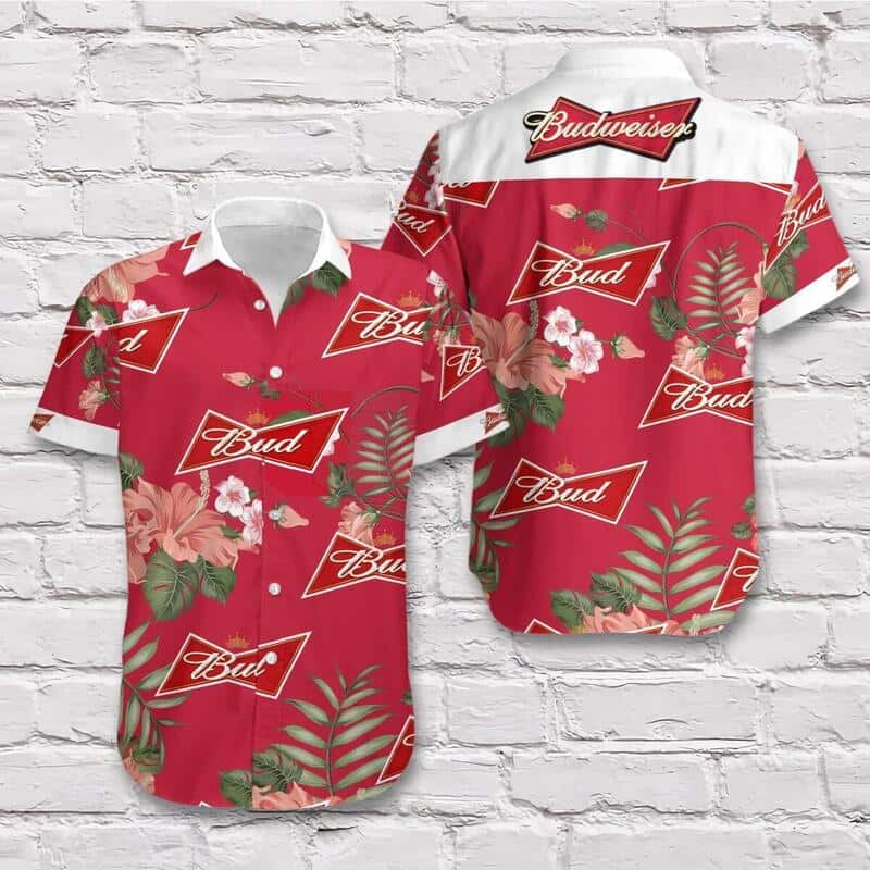 Stylish Budweiser Beer Hawaiian Shirt Tropical Plant Gift For Beer Enthusiast Stylish Budweiser Beer Hawaiian Shirt Tropical Plant Gift For Beer Enthusiast
