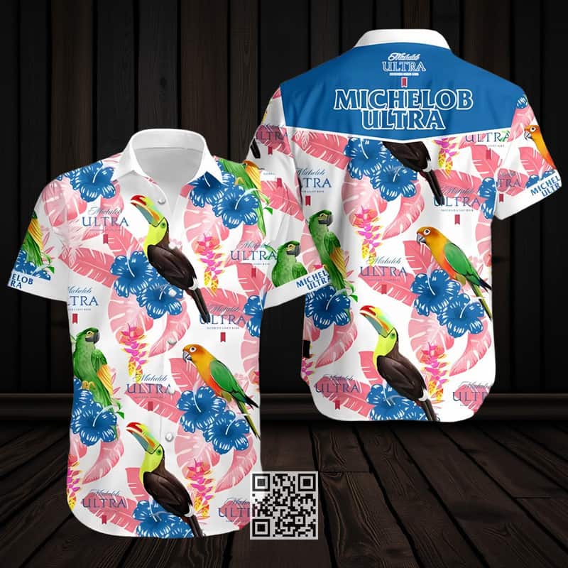 Michelob Ultra Hawaiian Shirt Bird And Hibiscus Flower Best Beach Gift Michelob Ultra Hawaiian Shirt Bird And Hibiscus Flower Best Beach Gift