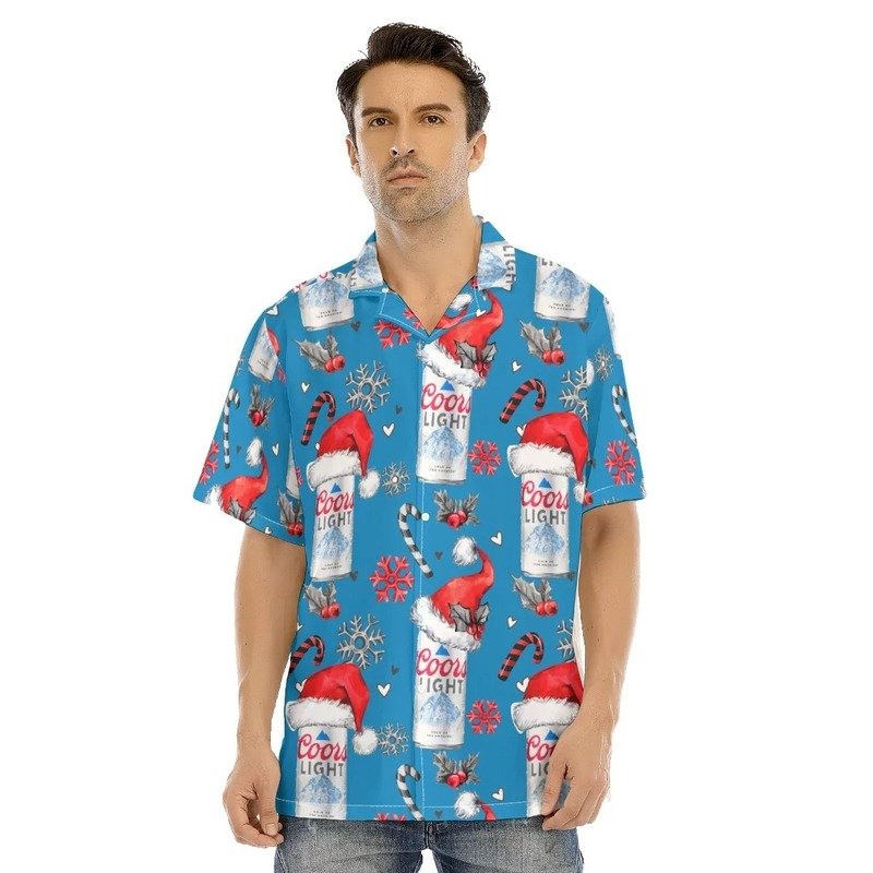 Santa Hats Coors Light Hawaiian Shirt Christmas Gift For Beer Lovers Santa Hats Coors Light Hawaiian Shirt Christmas Gift For Beer Lovers