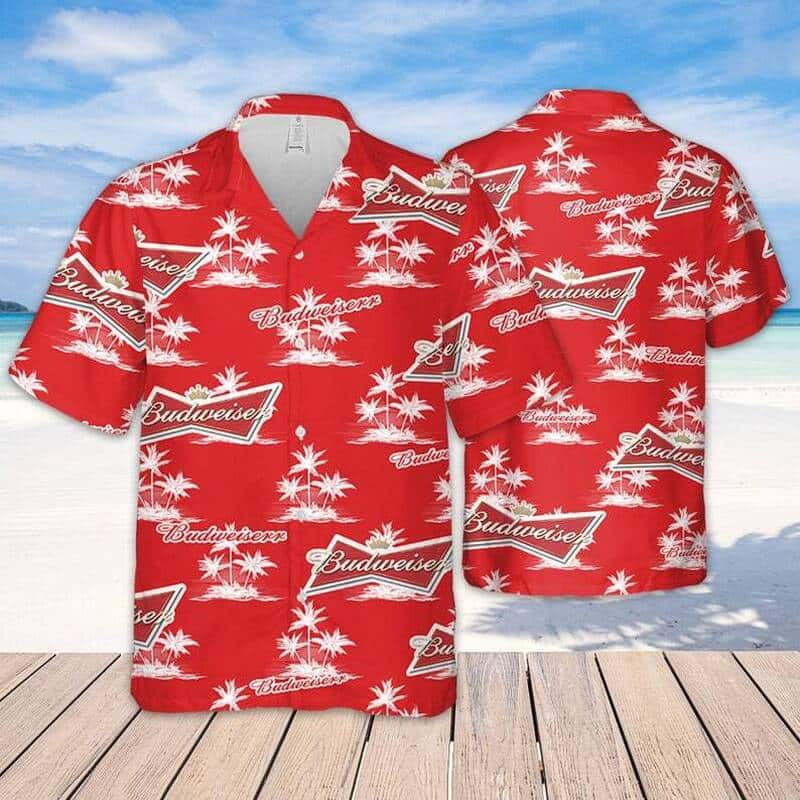 Budweiser Hawaiian Shirt Coconut Tree All Over Print Gift For Beer Enthusiast Budweiser Hawaiian Shirt Coconut Tree All Over Print Gift For Beer Enthusiast