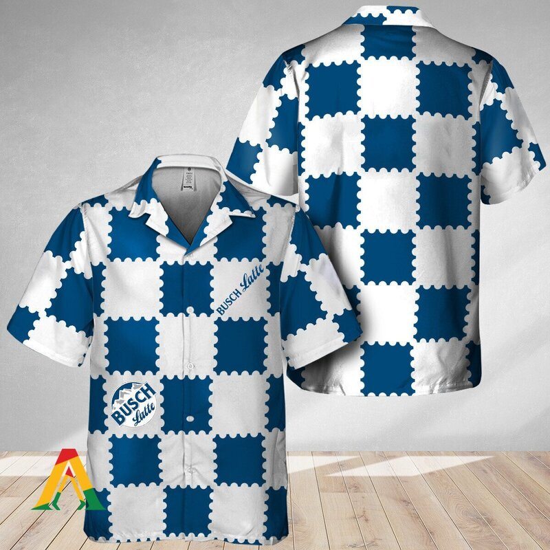 Basic Busch Latte Hawaiian Shirt Blue Gingham Gift For Best Friend Basic Busch Latte Hawaiian Shirt Blue Gingham Gift For Best Friend