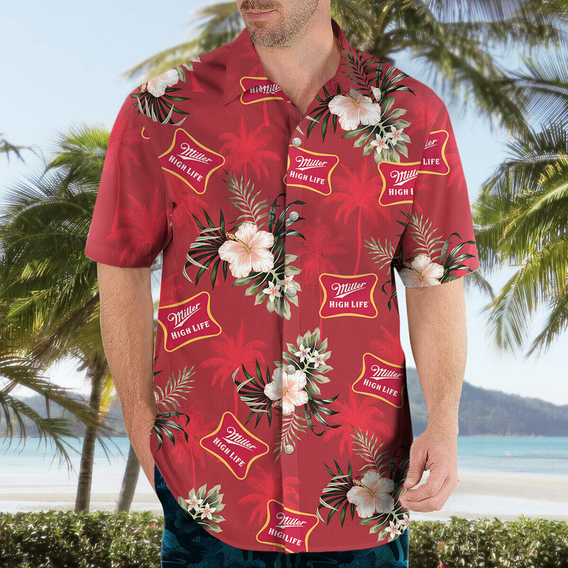 Vintage Miller High Life Hawaiian Shirt Tropical Flowers Gift For Summer Trip Vintage Miller High Life Hawaiian Shirt Tropical Flowers Gift For Summer Trip