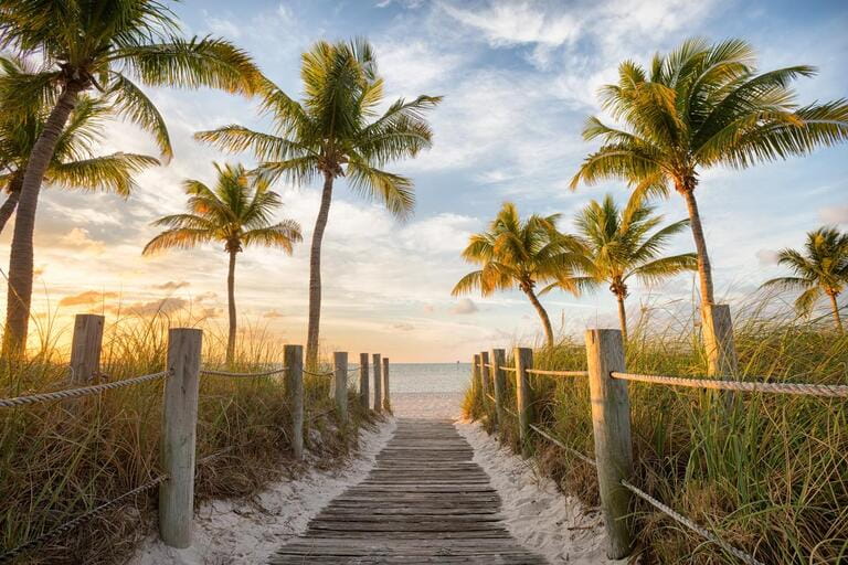 footbridge smathers beach on sunrise Florida Keys footbridge smathers beach on sunrise Florida Keys