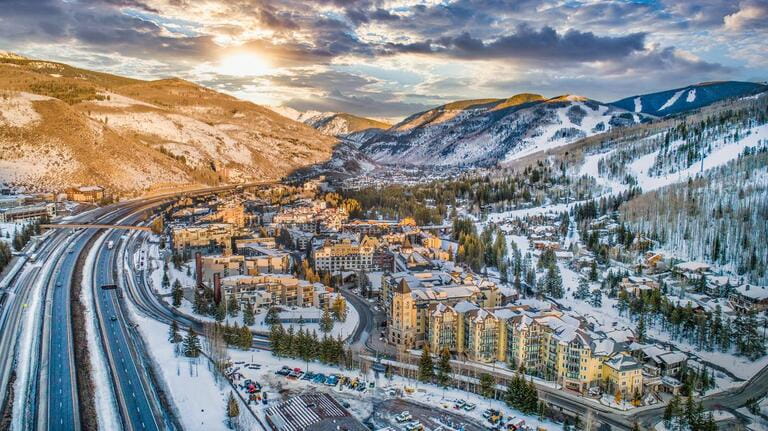 Vail, Colorado, USA Drone Skyline Aerial. Vail, Colorado, USA Drone Skyline Aerial.