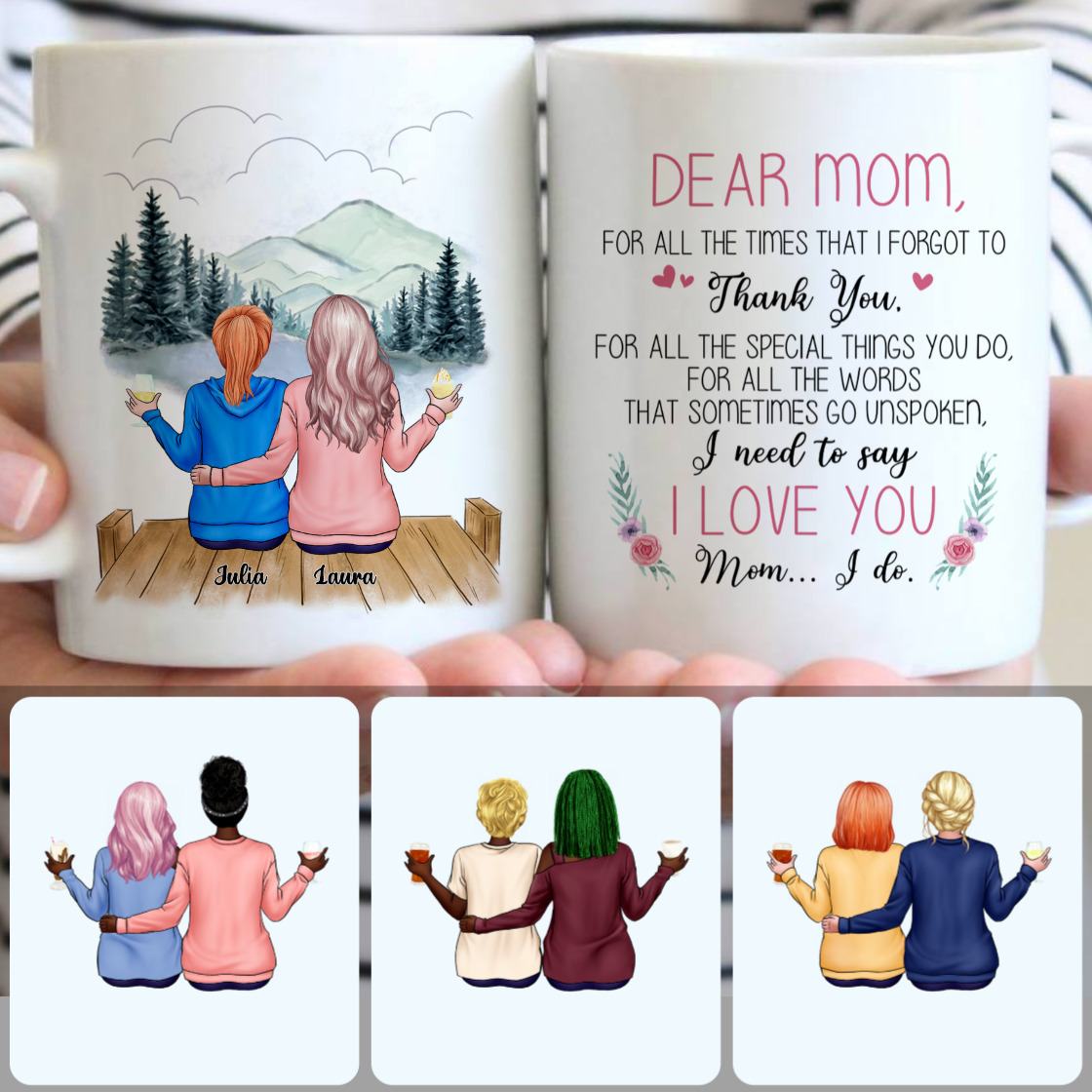 Personalized Mug, Meaningful Birthday Gifts, Mother & Daughter Customized Coffee Mug With Names