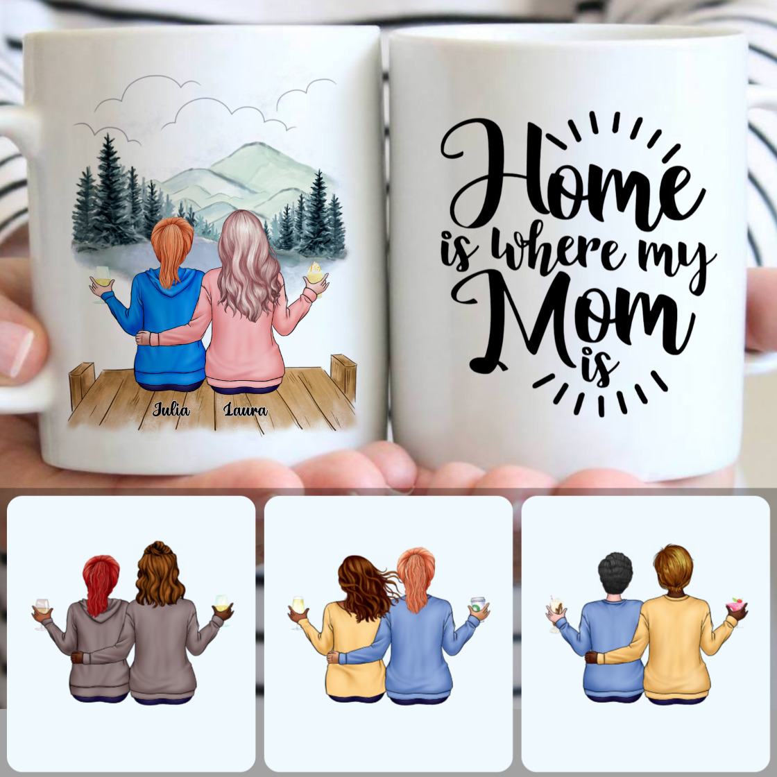 Personalized Mug, Unique Thanksgiving Gifts, Mother & Daughter Customized Coffee Mug With Names