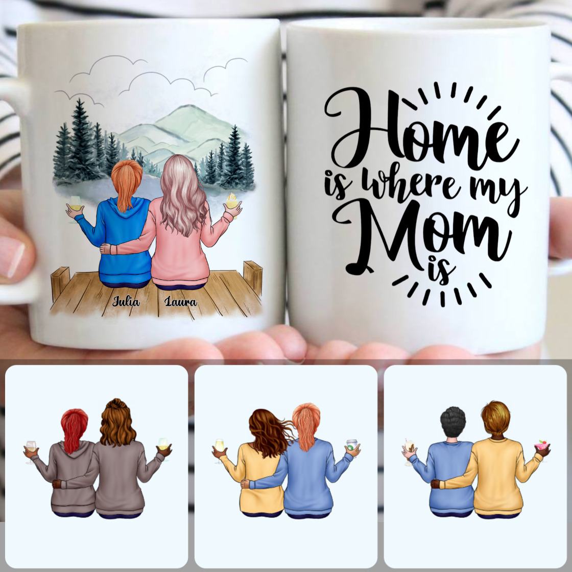 Personalized Mug, Unique Thanksgiving Gifts, Mother & Daughter Customized Coffee Mug With Names Personalized Mug, Unique Thanksgiving Gifts, Mother & Daughter Customized Coffee Mug With Names