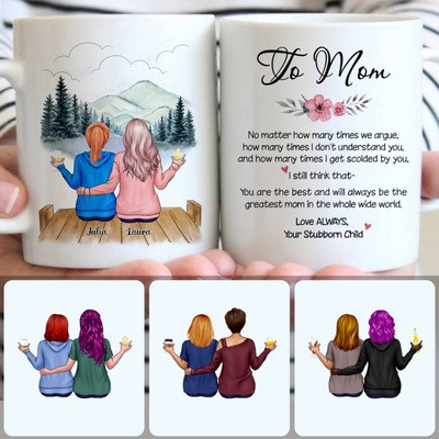 Mother & Daughter Customized Coffee Mug With Names, Personalized Mug, Surprise Gifts For Daughters