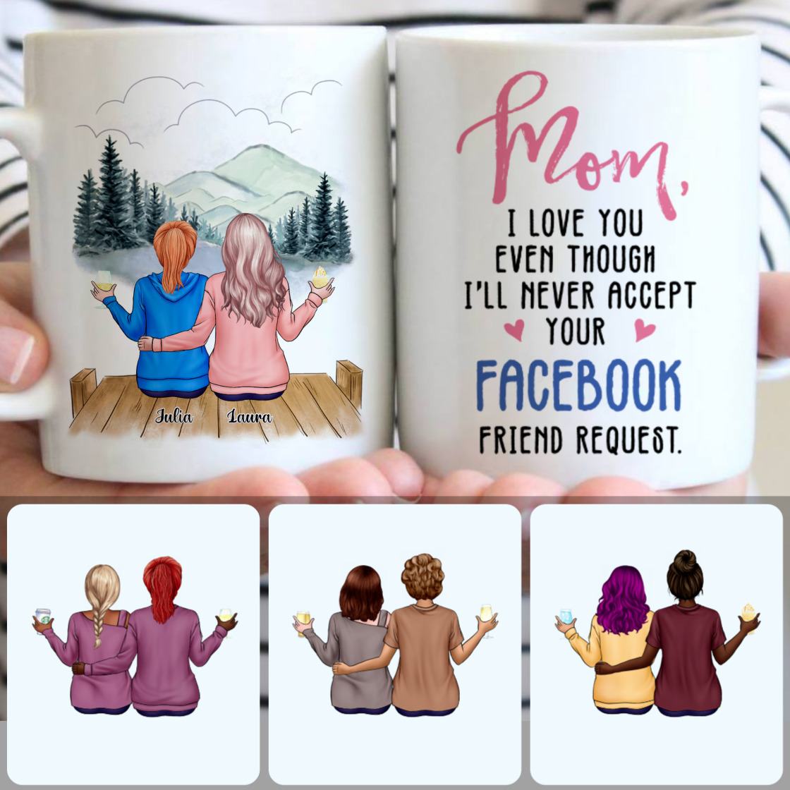 Personalized Mug, Surprise Gifts For Stepmom, Mother & Daughter Customized Coffee Mug With Names