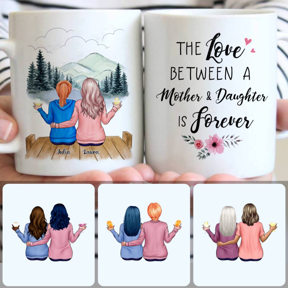 Personalized Mug, Special Thanksgiving Gifts, Mother & Daughter Customized Coffee Mug With Names