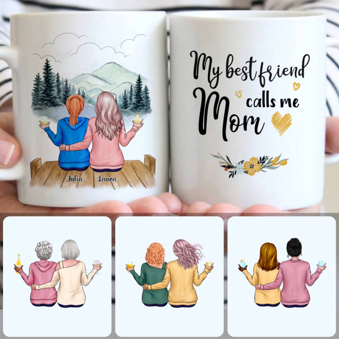 Personalized Mug, Best Gifts For Stepmother, Mother & Daughter Customized Coffee Mug With Names