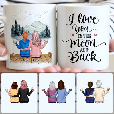 Mother & Daughter Customized Coffee Mug With Names, Personalized Mug, Perfect Gifts For Daughters