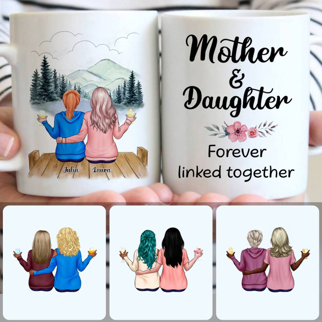 Personalized Mug, Special Gifts For Mom,Mother & Daughter Customized Coffee Mug With Names