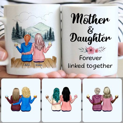other & Daughter Customized Coffee Mug With Names, Personalized Mug, Special Gifts For Mom
