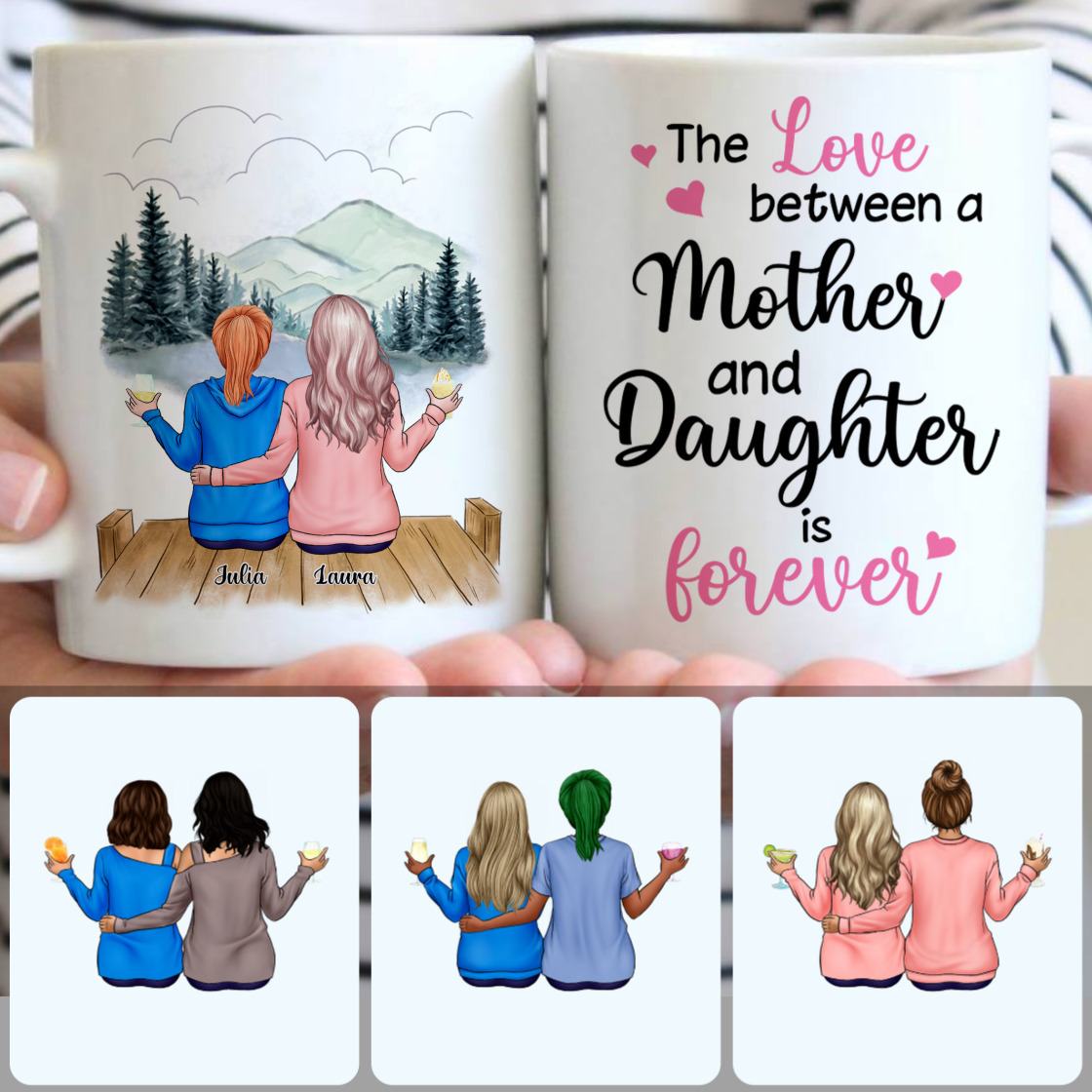 Personalized Mug, Special Birthday Gifts, Mother & Daughter Customized Coffee Mug With Names