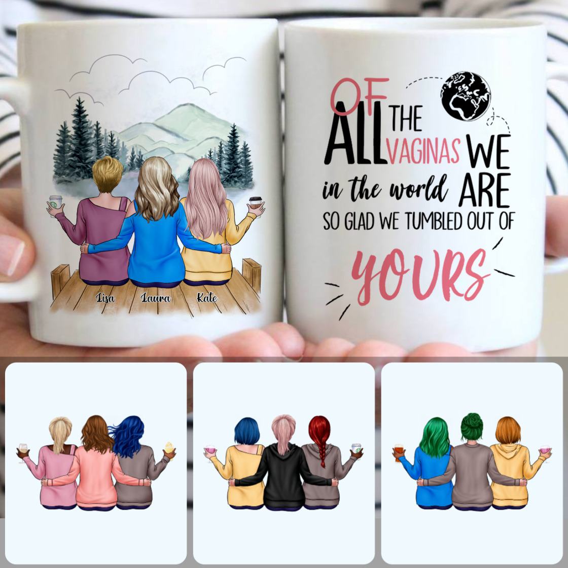Personalized Mug, Special Gifts For Stepmom, Mother & 2 Daughters Customized Coffee Mug With Names Personalized Mug, Special Gifts For Stepmom, Mother & 2 Daughters Customized Coffee Mug With Names