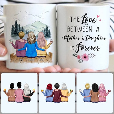 Mother & 2 Daughters Customized Coffee Mug With Names, Personalized Mug, Surprise Gifts For Daughters