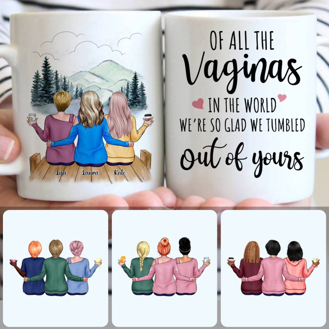 Personalized Mug, Memorial Birthday Gifts, Mother & 2 Daughters Customized Coffee Mug With Names Personalized Mug, Memorial Birthday Gifts, Mother & 2 Daughters Customized Coffee Mug With Names