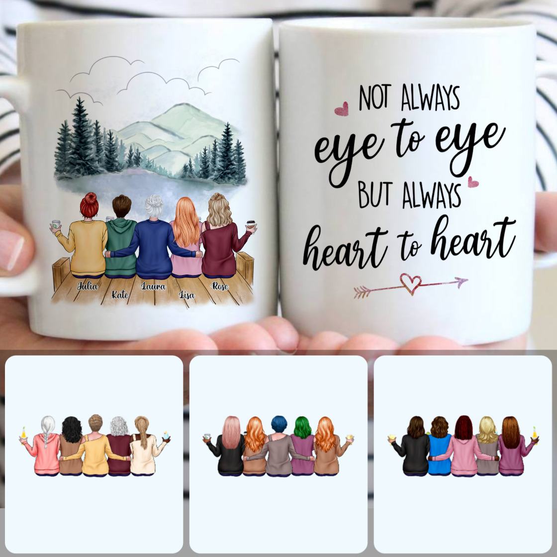 Personalized Mug,Best Gifts For Daughters, Mother & 4 Daughters Customized Coffee Mug With Names Personalized Mug,Best Gifts For Daughters, Mother & 4 Daughters Customized Coffee Mug With Names