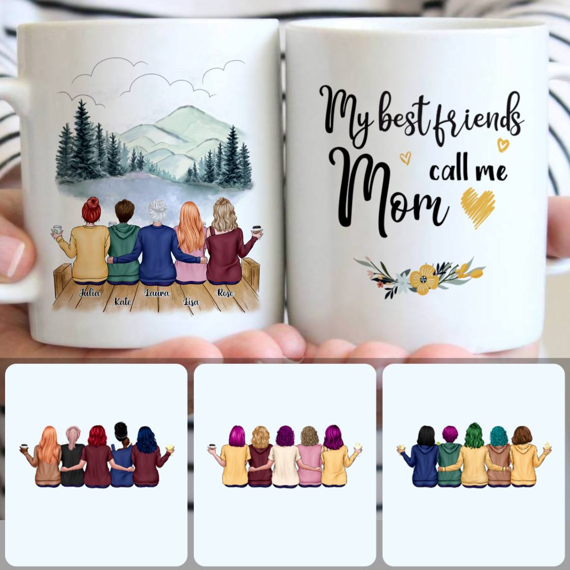 Personalized Mug, Special Gifts For Daughters, Mother & 4 Daughters Customized Coffee Mug With Names Personalized Mug, Special Gifts For Daughters, Mother & 4 Daughters Customized Coffee Mug With Names