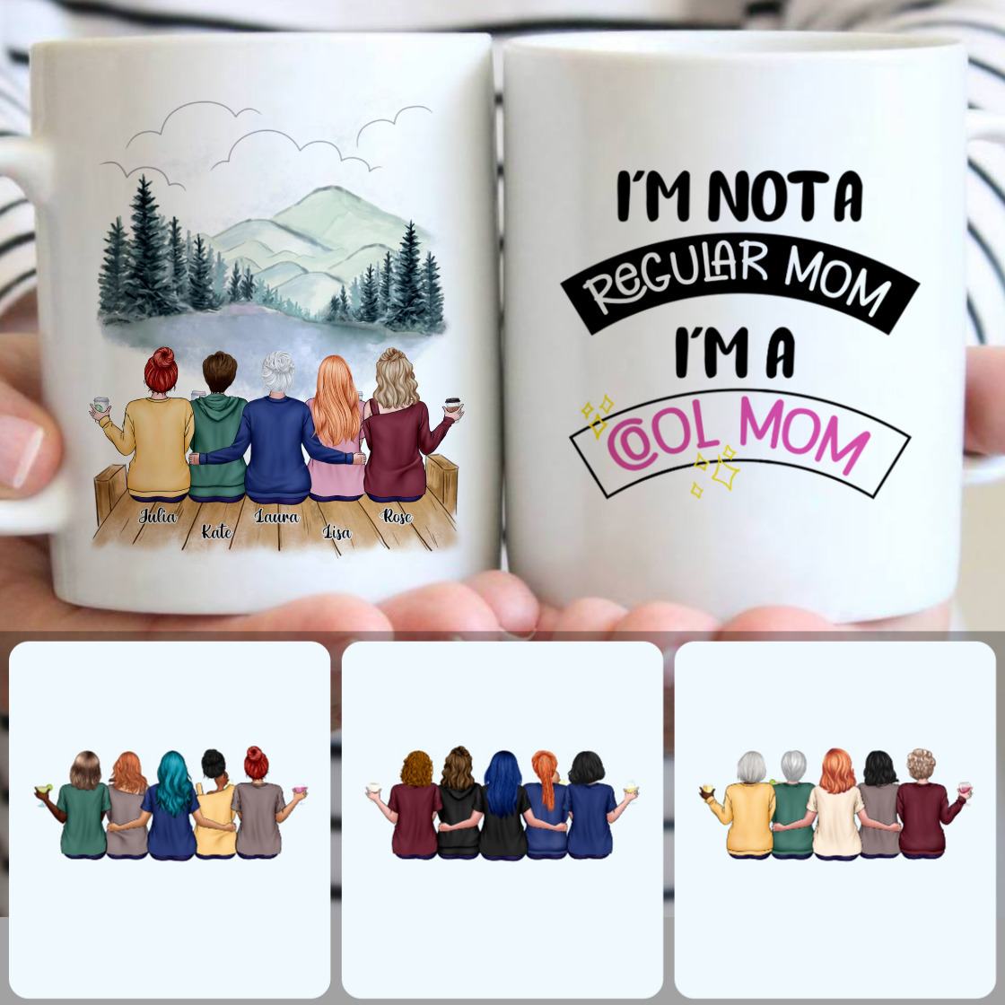 Personalized Mug, Perfect Gifts For Daughters, Mother & 4 Daughters Customized Coffee Mug With Names