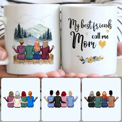 Mother & 3 Daughters Customized Coffee Mug With Names, Personalized Mug, Best Gifts For Daughters