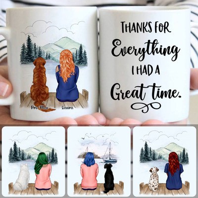 Girl & Dog Customized Coffee Mug With Names, Personalized Mug, Memorial Gifts For Grandma Nana Grandmother