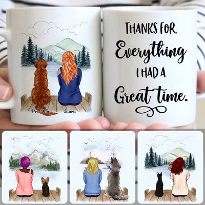 Girl & Dog Customized Coffee Mug With Names, Personalized Mug, Meaningful Gifts For Mother Mom