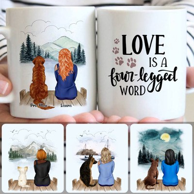 Girl & Dog Customized Coffee Mug With Names, Personalized Mug, Creative Gifts For Best Friends Bestie