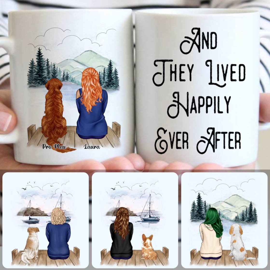 Personalized Mug, Special Gifts For Aunts Auntie, Girl & Dog Customized Coffee Mug With Names
