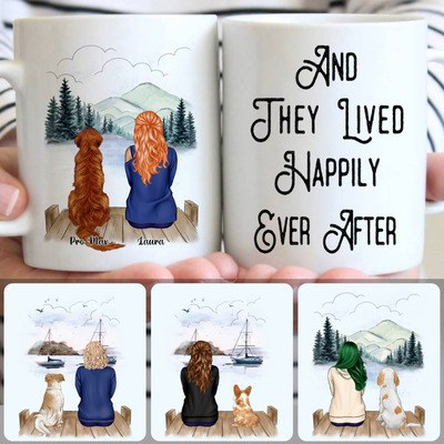 Girl & Dog Customized Coffee Mug With Names, Personalized Mug, Special Gifts For Aunts Auntie
