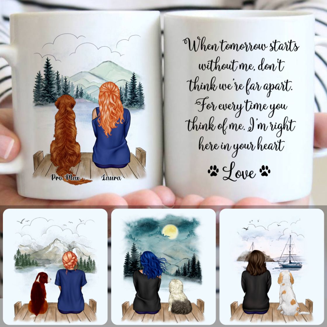 Personalized Mug, Memorial Gifts For Nieces, Girl & Dog Customized Coffee Mug With Names