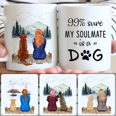 Girl & Dog Customized Coffee Mug With Names, Personalized Mug, Unique Gifts For Girls