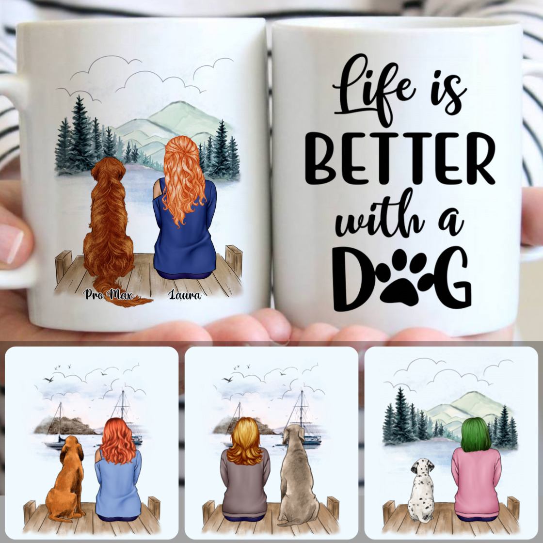 Personalized Mug, Meaningful Gifts For Dog Owner, Girl & Dog, Customized Coffee Mug With Names
