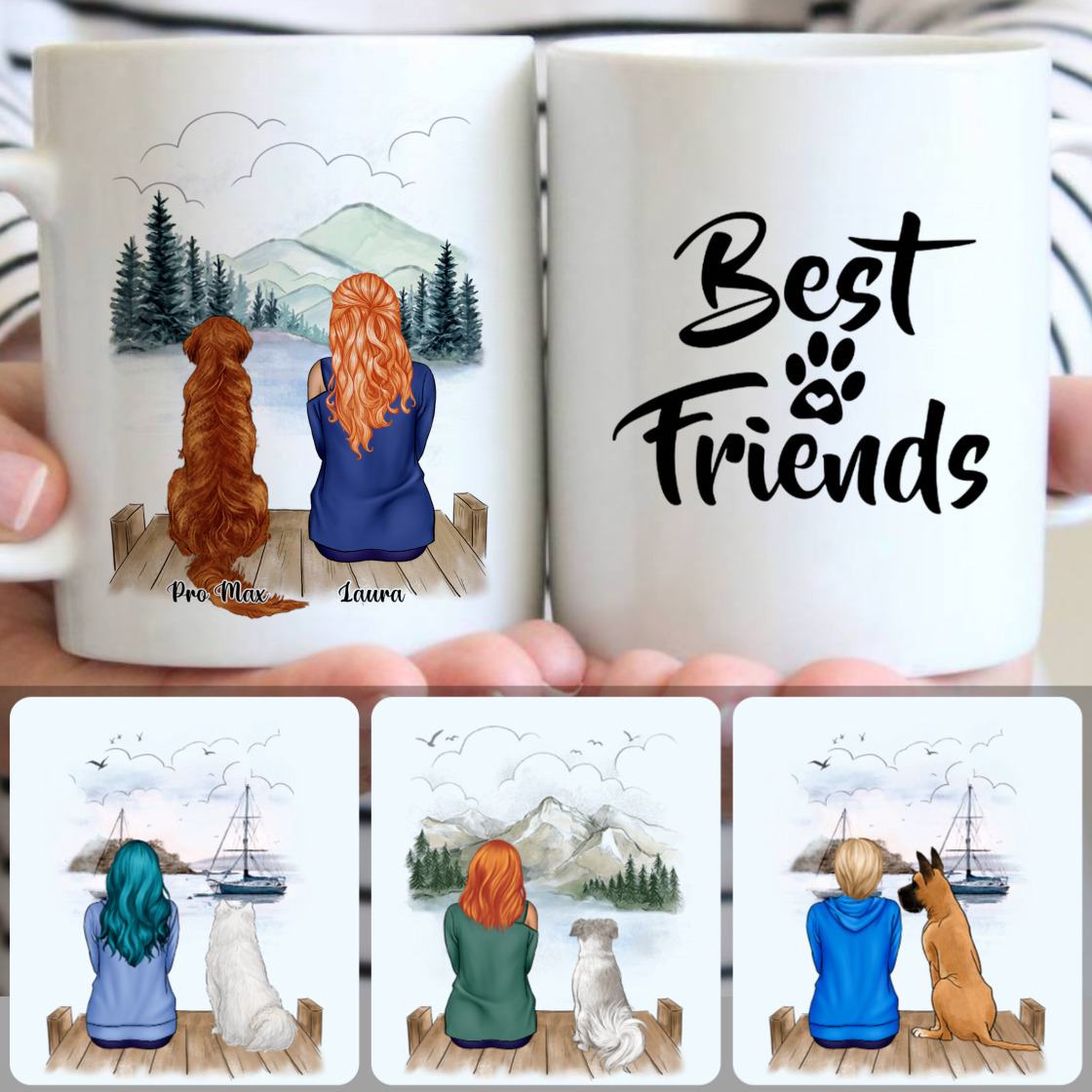 Personalized Mug, Memorial Gifts For Dog Owner, Girl & Dog Customized Coffee Mug With Names Personalized Mug, Memorial Gifts For Dog Owner, Girl & Dog Customized Coffee Mug With Names