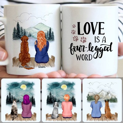 Girl & Dog Customized Coffee Mug With Names, Personalized Mug, Special Gifts For Dog Owner