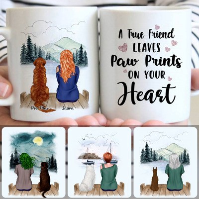 Girl & Dog Customized Coffee Mug With Names, Personalized Mug, Best Gifts For Dog Owner