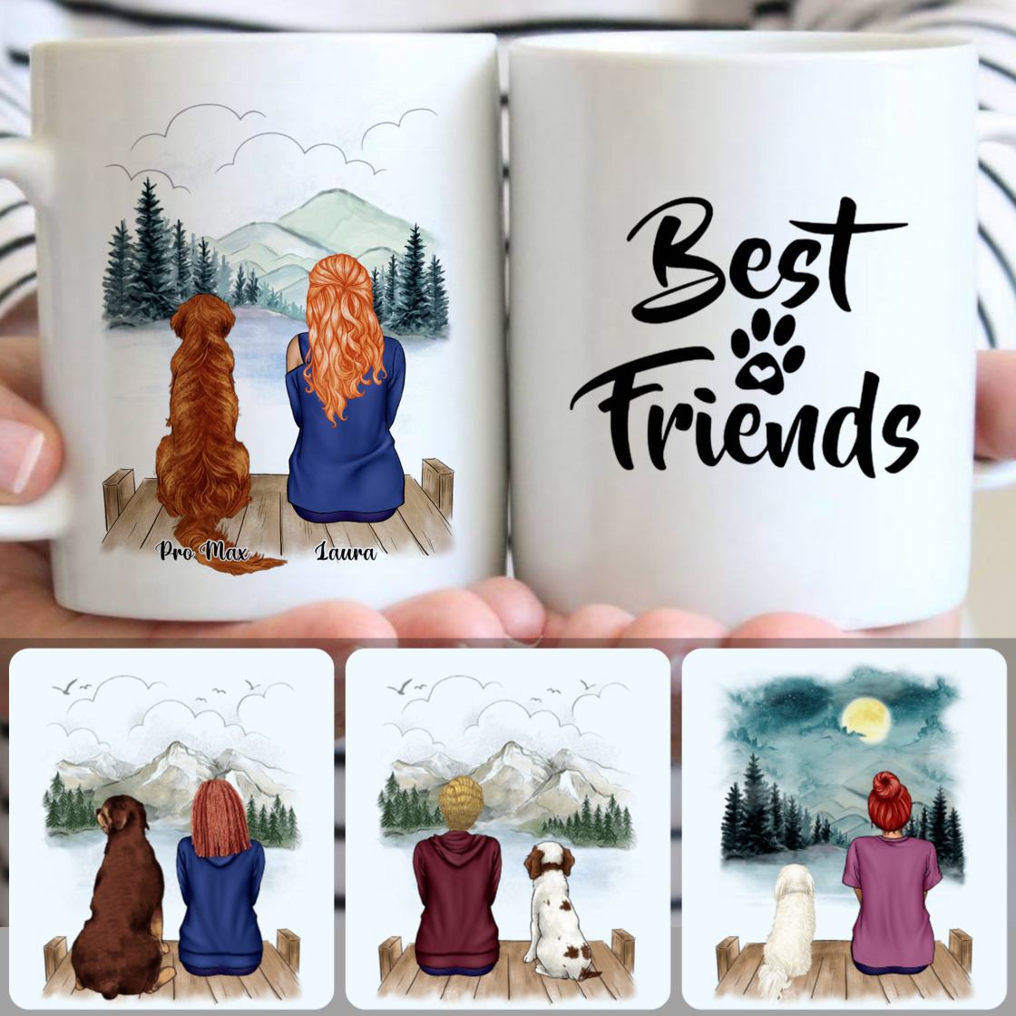 Personalized Mug, Creative Gifts For Dog Owner, Girl & Dog Customized Coffee Mug With Names