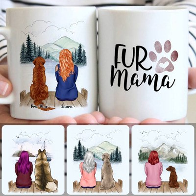 Girl & Dog Customized Coffee Mug With Names, Personalized Mug, Best Gifts For Dog Lovers