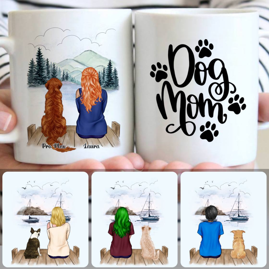 Personalized Mug, Meaningful Gifts For Dog Lovers, Girl & Dog Customized Coffee Mug With Names