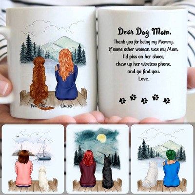 Girl & Dog Customized Coffee Mug With Names, Personalized Mug, Unique Gifts For Dog Owner