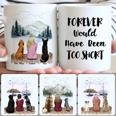 Girl & 2 Dogs Customized Coffee Mug With Names, Personalized Mug, Perfect Gifts For Dog Lovers