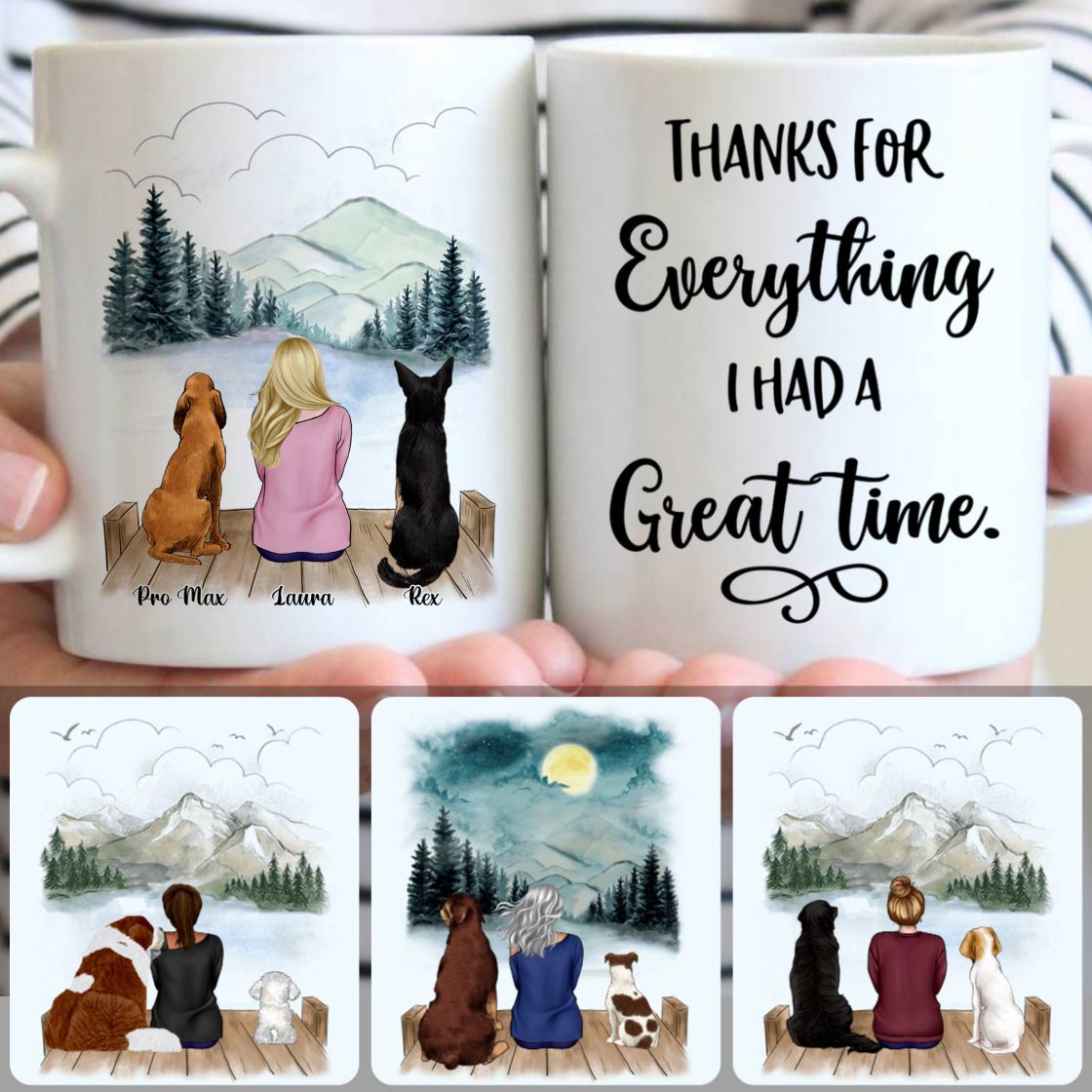 Personalized Mug, Best Gifts For Dog Owner, Girl & 2 Dogs Customized Coffee Mug With Names