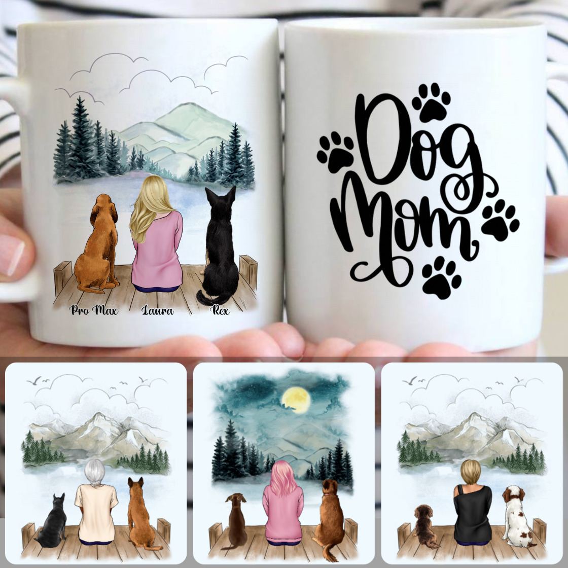 Personalized Mug, Special Gifts For Dog Owner, Girl & 2 Dogs Customized Coffee Mug With Names