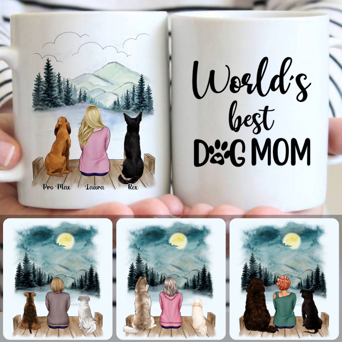Personalized Mug, Memorial Gifts For Dog Owner, Girl & 2 Dogs Customized Coffee Mug With Names Personalized Mug, Memorial Gifts For Dog Owner, Girl & 2 Dogs Customized Coffee Mug With Names