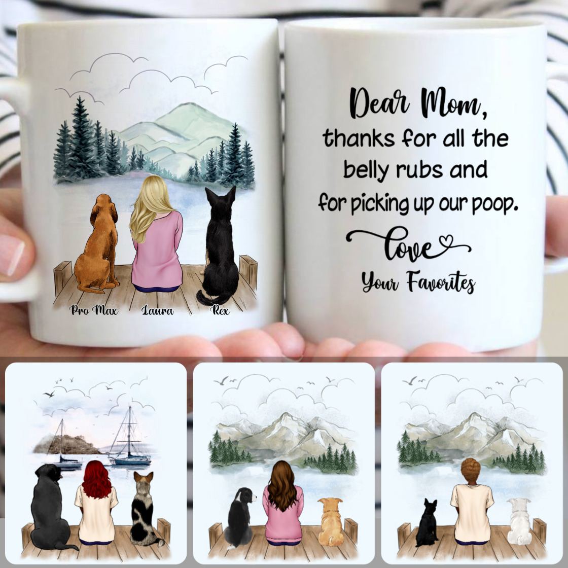 Personalized Mug, Perfect Gifts For Girls, Girl & 2 Dogs Customized Coffee Mug With Names